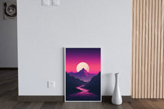 Synthwave Mountains Sunset Wall Art - beink online art store