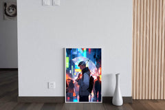 Guy Standing In Rain With Umbrella Anime Wall Art - beink online art store