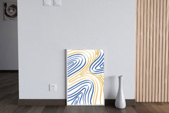 Blue And Yellow Wavy Lines Wall Art