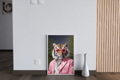 Tiger Wearing Pink Goggle and Coat Animal Wall Art