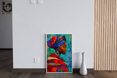 Colorful Scarf African Woman  Wall Art