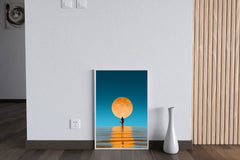 Astronaut Standing in the Ocean Reflecting the Moon Wall Art