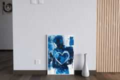 Blue Heart Painting With Oil Paint Wall Art