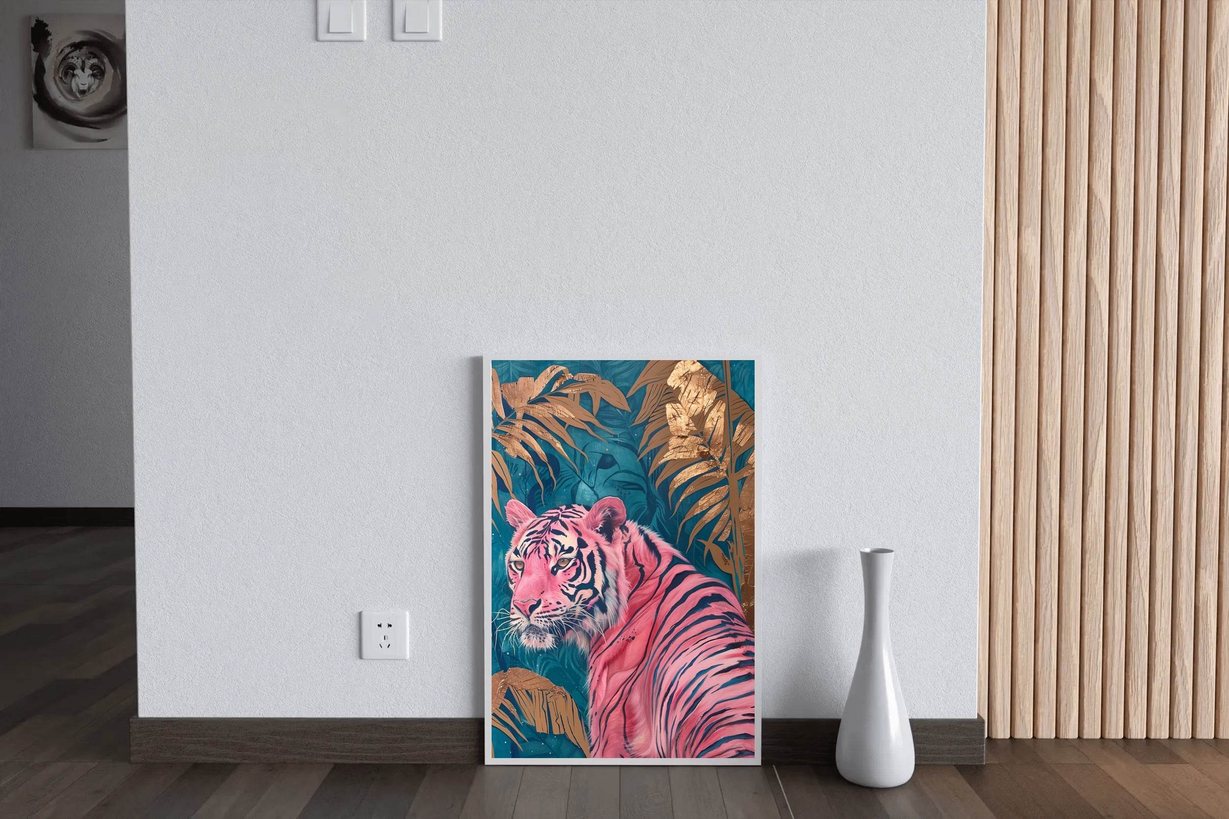 Handmade Tiger Painting with Palm Leaves - beink online art store