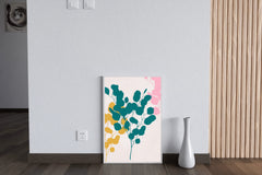 Tree Branch With Blue And Yellow Leaves Wall Art