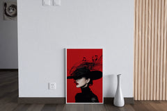 Elegant Lady With Black Hat Modern Wall Art