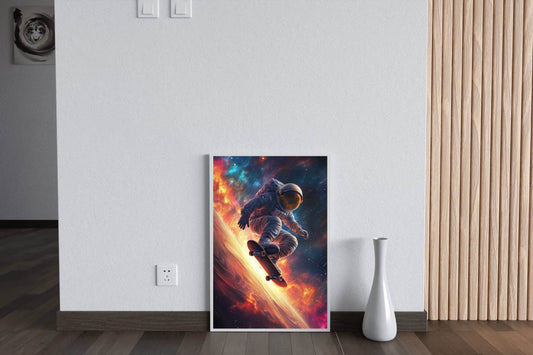 Astronaut skateboarding in space - beink online art store