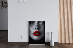 A Woman face With Red Lipstick Wall Art