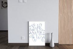 Blue and White Abstract Face Wall Art