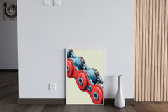 Painting of Red and Blue Bicycle Chain Artwork