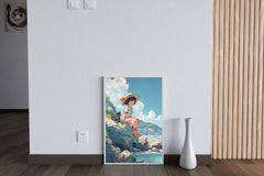 Vietnamese Girl  Sitting on Rock Anime Wall  Art