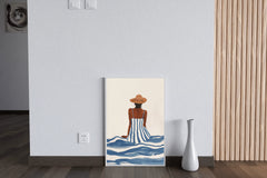 Women Sitting on a Beach Side - Beachside Tranquility Wall Art