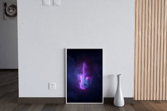 Electric Rock Guitar With Neon Lights Wall Art