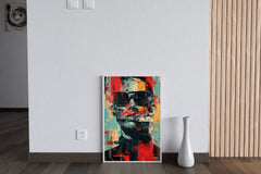 Oil Paint Strokes of Funky Man With Glasses Wall Art