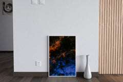 Blue and Fire Oil Paint Abstract Wall Art