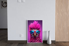 Purple Color Bird Wearing Glasses Wall Art