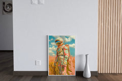 An astronaut in a space suit in a flower field wall art