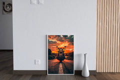 Motorcycle in Sunset Wall Art