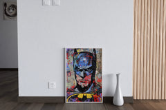 Watercolor Painting of Batman Face Wall Art