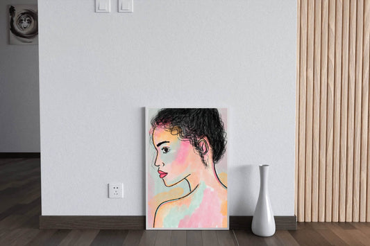 Drawing Of A Woman From Behind With Curly Hair Wall Art - beink online art store
