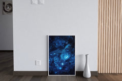 Space with stars blue and black background wall art