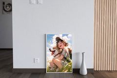 Portrait of cute dog in anime style with owner Wall  Art