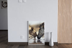 Zebra and Tiger Drinking Water Wall Art