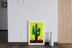 Vibrant Green Saguaro Cactus Wall Art