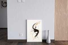 Swirl Black Ink Paint Abstract Wall Art