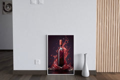 Red Wine Bottle With Purple Background Wall Art