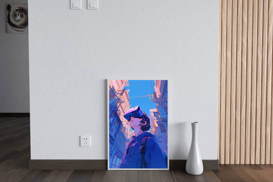 Anime Character with Virtual Reality Glasses Wall Art - beink online art store