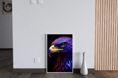 Golden Eagle Painted Blue and Pink Bird Wall Art