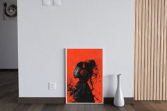 A Girl Listening To Music With Headphones Wall Art