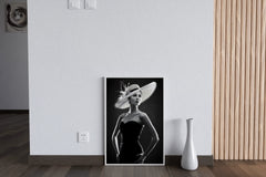 Elegant Women with Hat Black & White Wall Art