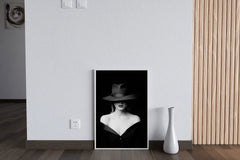 Elegant Lady With Hat Black & White Wall Art