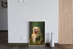 Comical Bulldog Wearing Coat Animal Wall Art