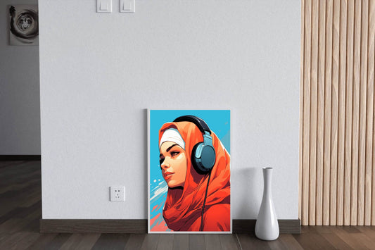 Modern Anime Hijab Girl Wall Art - beink online art store