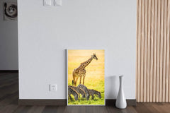 Northren Giraffe and Zebra Grazing in Savanna Wall Art - beink online art store