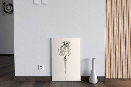 Watercolor Poppy Seed Head Modern Wall Art - beink online art store