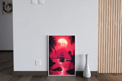 Crimson Sunset Yacht Wall Art - beink online art store