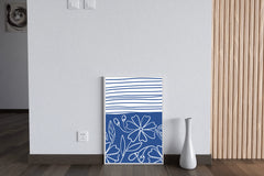 Blue and White Striped Paper With Flowers Wall Art