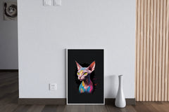 Painting of Colorful Sphynx Cat Animal Wall Art