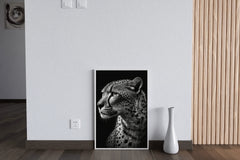 South African Cheetah Black & White Wall Art