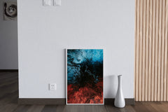 Blue and Red Water Color Liquid Abstract Wall Art