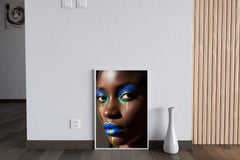 African Women Makeup With Blue Color Wall Art