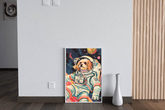 Bichon Frise Dog With a Futuristic Spacesuit Artwork - beink online art store