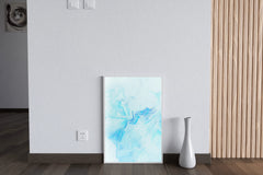 Cyan Color Oil Spread Abstract Wall Art