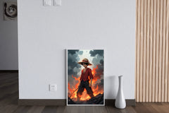 Monkey D. Luffy on Fire Anime Wall  Art