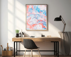 Spread of Aqua Pink Oil Paint Abstract Wall Art