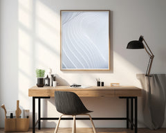 White Technology Waves Abstract Wall Art